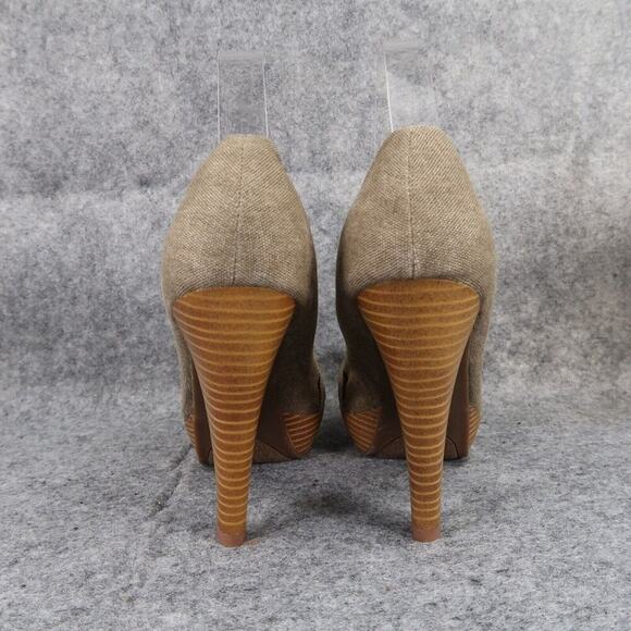 Kenneth Cole Shoes Womens 7.5 Pumps Platform Peep Toe Slip On Knot Fabric Brown - Picture 5 of 15